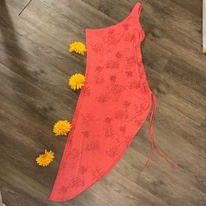 Brioche Sparkly Salmon Pink One Shoulder Dress